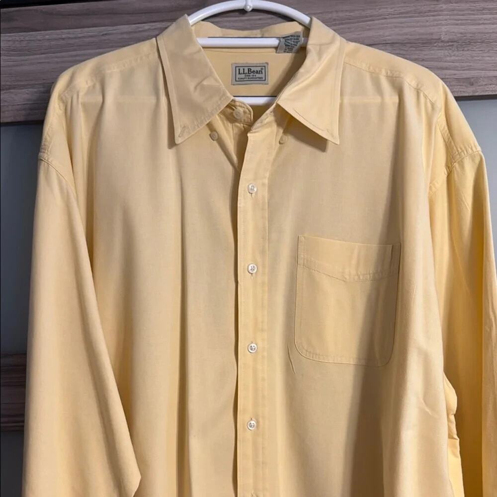 Vintage L.L. Bean Mens 2XLT Button Down Shirt Yellow Long Sleeve Big & Tall - Picture 8 of 9